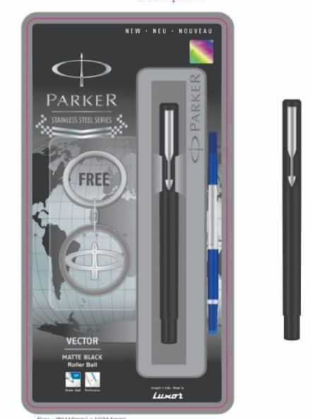 Parker Vector Matte Black Roller CT + free Parker Logo Key Chain