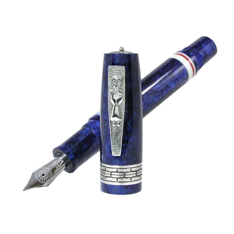 Pelikan Delta Ainu Sterling Silver Limited Edition Blue Resin Fountain Pen Medium Nib